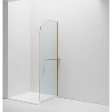 Inloopdouche Douchewand Curvy Goud met Handdoekhouder 100cm 8mm veiligheidsglas met anti-kalk