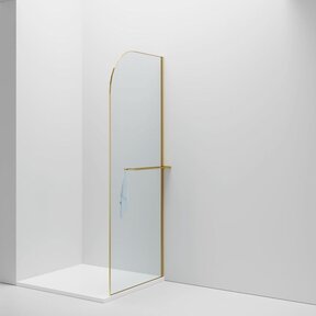 Inloopdouche Douchewand Curvy Goud met Handdoekhouder 100cm 8mm veiligheidsglas met anti-kalk