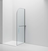 Inloopdouche Douchewand Curvy Gunmetal met Handdoekhouder 100cm 8mm veiligheidsglas met anti-kalk