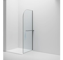 Inloopdouche Douchewand Curvy Gunmetal met Handdoekhouder 100cm 8mm veiligheidsglas met anti-kalk