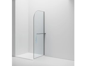 Inloopdouche Douchewand Curvy Gunmetal met Handdoekhouder 100cm 8mm veiligheidsglas met anti-kalk