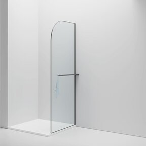 Inloopdouche Douchewand Curvy Gunmetal met Handdoekhouder 100cm 8mm veiligheidsglas met anti-kalk
