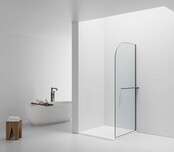 Inloopdouche Douchewand Curvy Gunmetal met Handdoekhouder 100cm 8mm veiligheidsglas met anti-kalk