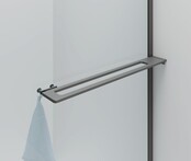 Inloopdouche Douchewand Curvy Gunmetal met Handdoekhouder 100cm 8mm veiligheidsglas met anti-kalk