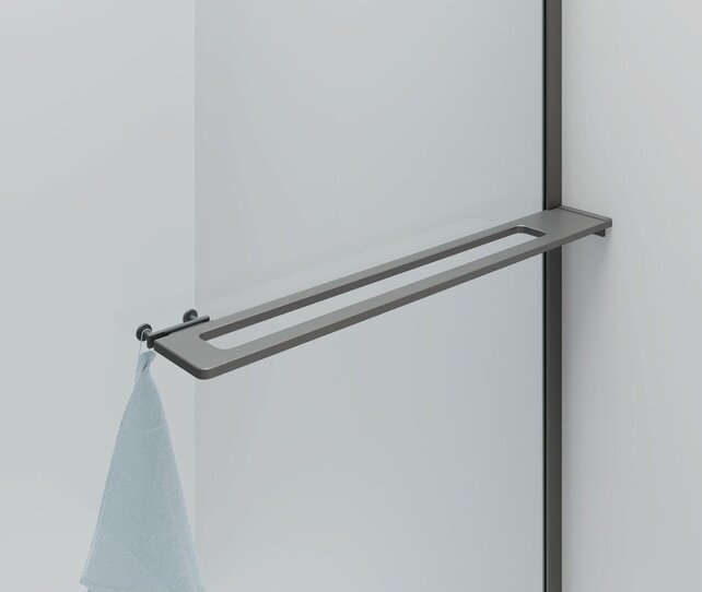 Inloopdouche Douchewand Curvy Gunmetal met Handdoekhouder 100cm 8mm veiligheidsglas met anti-kalk