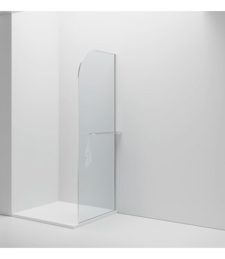 ALONI Inloopdouche Douchewand Curvy Chroom met Handdoekhouder 100cm 8mm veiligheidsglas met anti-kalk