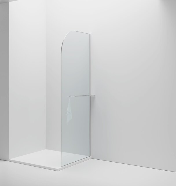 Inloopdouche Douchewand Curvy Chroom met Handdoekhouder 100cm 8mm veiligheidsglas met anti-kalk