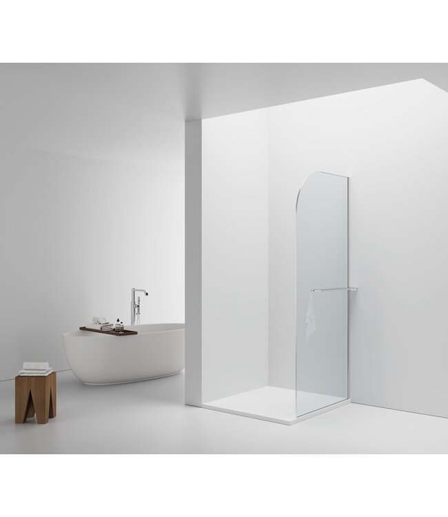 Inloopdouche Douchewand Curvy Chroom met Handdoekhouder 100cm 8mm veiligheidsglas met anti-kalk