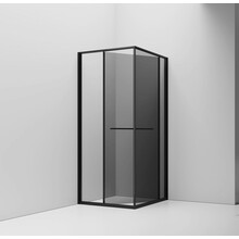 Douchecabine 90x90cm Inslide Mat Zwart met rookglas 6mm veiligheidsglas met anti-kalk