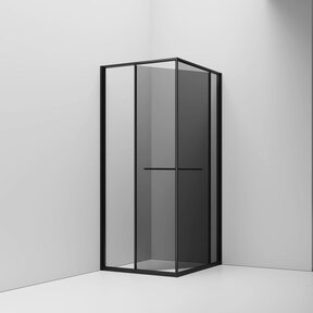 Douchecabine 90x90cm Inslide Mat Zwart met rookglas 6mm veiligheidsglas met anti-kalk