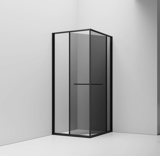 Douchecabine 90x90cm Inslide Mat Zwart met rookglas 6mm veiligheidsglas met anti-kalk