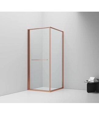ALONI Douchecabine 90x90cm Inslide Geborsteld Koper 6mm veiligheidsglas met anti-kalk