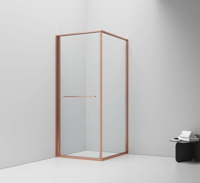 Douchecabine 90x90cm Inslide Geborsteld Koper 6mm veiligheidsglas met anti-kalk