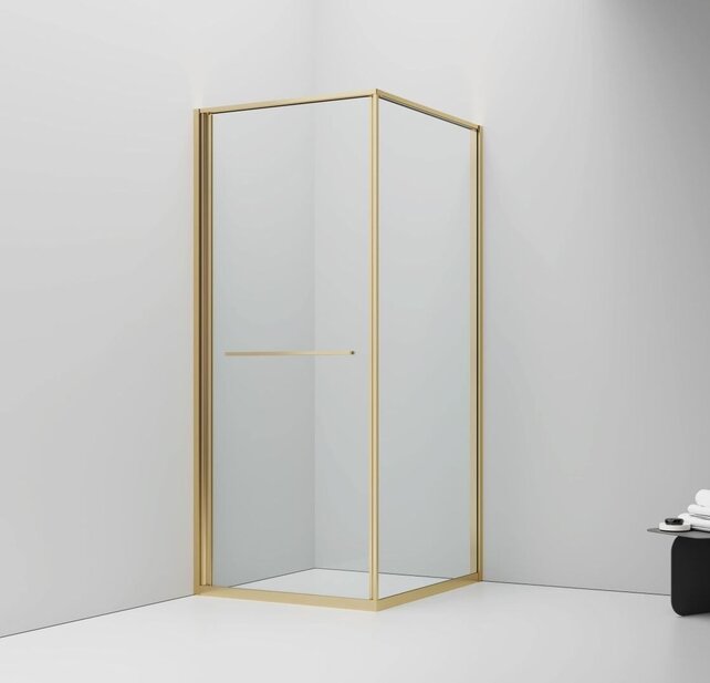 Douchecabine 90x90cm Inslide Geborsteld Goud 6mm veiligheidsglas met anti-kalk