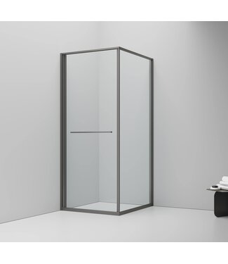 ALONI Douchecabine 90x90cm Inslide Gunmetal 6mm veiligheidsglas met anti-kalk