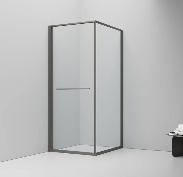 Douchecabine 90x90cm Inslide Gunmetal 6mm veiligheidsglas met anti-kalk