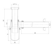 Bekersifon Chroom Sifon Metaal 5/4 ø32-33cm afvoersifon wastafel