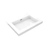 Wastafel Atlanta 60x46x5cm Glans Wit - Kraangat 0-1 - Kunstmarmer