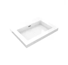 Wastafel Atlanta 60x46x5cm Glans Wit - Kraangat 0-1 - Kunstmarmer
