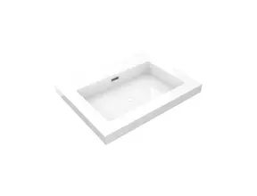 Wastafel Atlanta 60x46x5cm Glans Wit - Kraangat 0-1 - Kunstmarmer