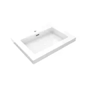 Wastafel Atlanta 60x46x5cm Glans Wit - Kraangat 0-1 - Kunstmarmer