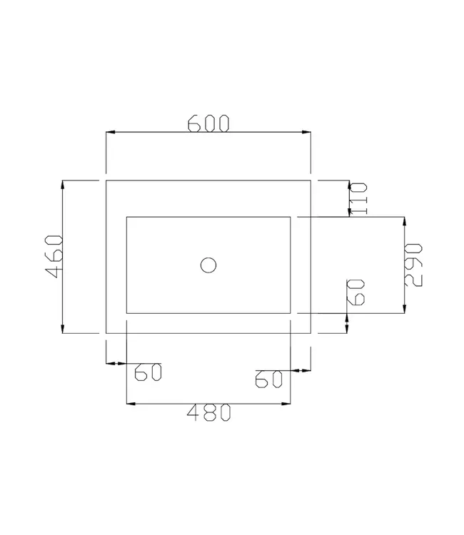 Wastafel Atlanta 60x46x5cm Mat Wit - Kraangat 0-1 - Kunstmarmer