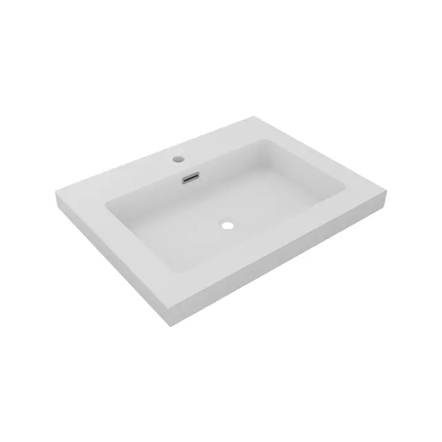 Wastafel Atlanta 60x46x5cm Mat Wit - Kraangat 0-1 - Kunstmarmer