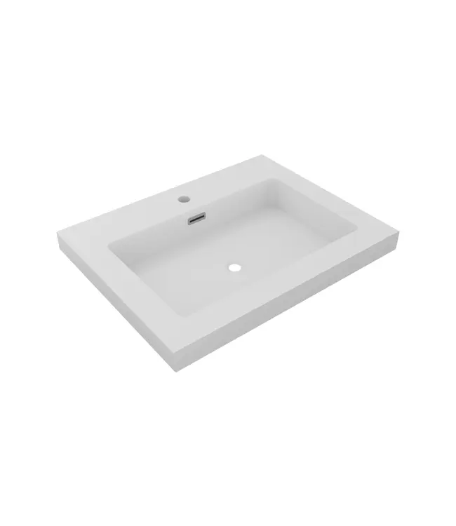 Wastafel Atlanta 60x46x5cm Mat Wit - Kraangat 0-1 - Kunstmarmer