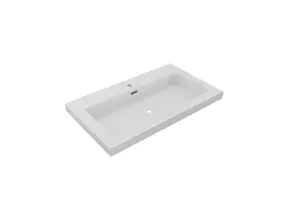 Wastafel Atlanta 80x46x5cm Mat Wit - Kraangat 0-1 - Kunstmarmer