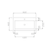 Wastafel Atlanta 80x46x5cm Mat Wit - Kraangat 0-1 - Kunstmarmer