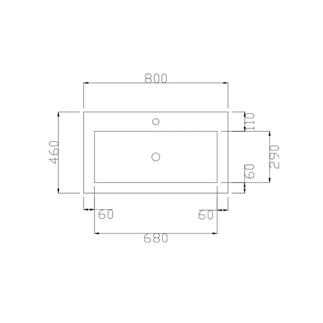 Wastafel Atlanta 80x46x5cm Mat Wit - Kraangat 0-1 - Kunstmarmer