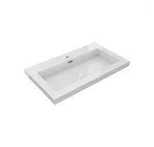 Wastafel Atlanta 80x46x5cm Glans Wit - Kraangat 0-1 - Kunstmarmer