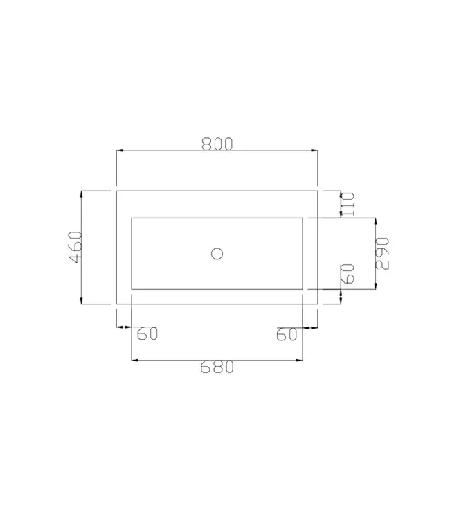 Wastafel Atlanta 80x46x5cm Glans Wit - Kraangat 0-1 - Kunstmarmer