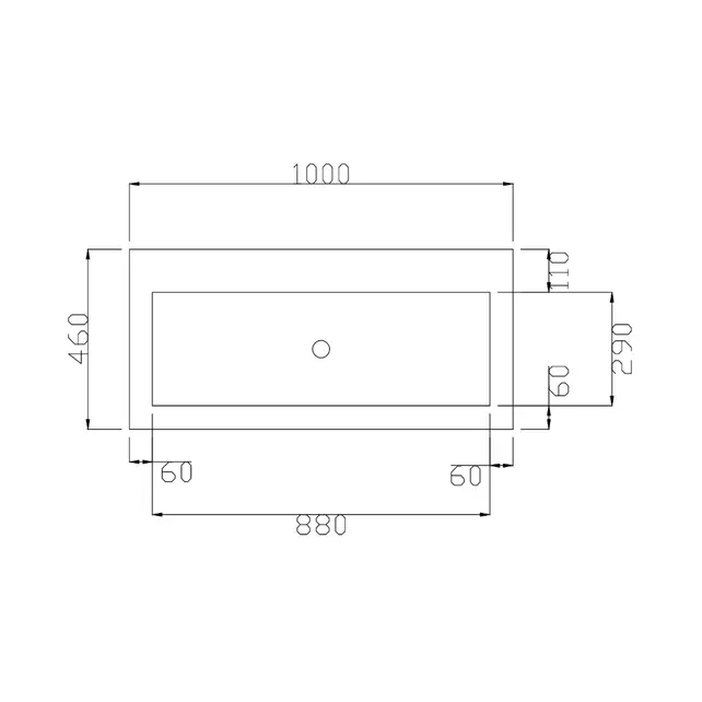 Wastafel Atlanta 100x46x5cm Glans Wit - Kraangat 0 -1 - 2 - Kunstmarmer