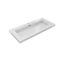 Wastafel Atlanta 100x46x5cm Glans Wit - Kraangat 0 -1 - 2 - Kunstmarmer