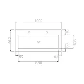 Wastafel Atlanta 100x46x5cm Mat Wit - Kraangat 0 -1 - 2 - Kunstmarmer