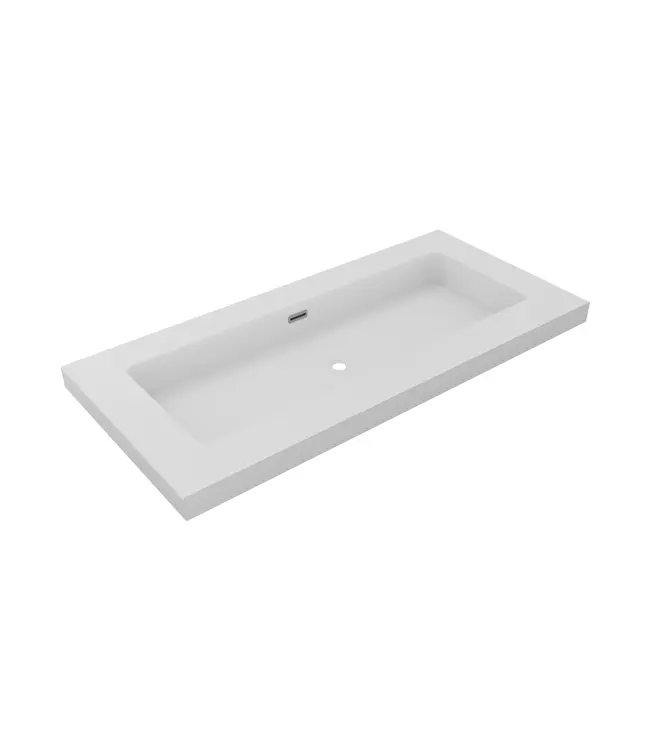 Wastafel Atlanta 100x46x5cm Mat Wit - Kraangat 0 -1 - 2 - Kunstmarmer