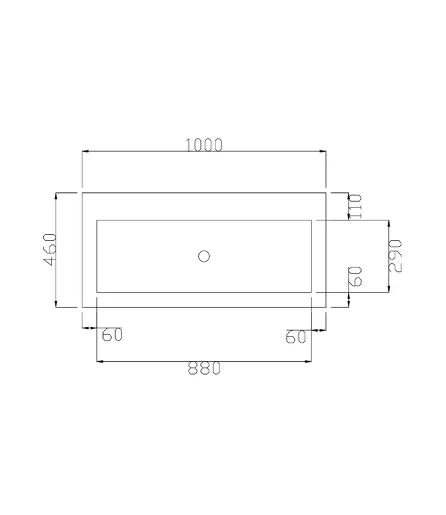Wastafel Atlanta 100x46x5cm Mat Wit - Kraangat 0 -1 - 2 - Kunstmarmer