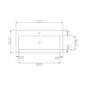 Wastafel Atlanta 100x46x5cm Mat Wit - Kraangat 0 -1 - 2 - Kunstmarmer