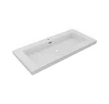 Wastafel Atlanta 100x46x5cm Mat Wit - Kraangat 0 -1 - 2 - Kunstmarmer