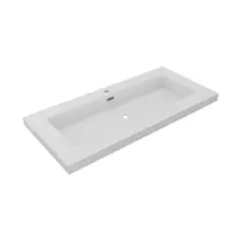 Wastafel Atlanta 100x46x5cm Mat Wit - Kraangat 0 -1 - 2 - Kunstmarmer