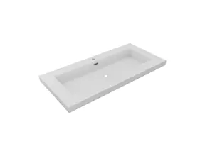 Wastafel Atlanta 100x46x5cm Mat Wit - Kraangat 0 -1 - 2 - Kunstmarmer