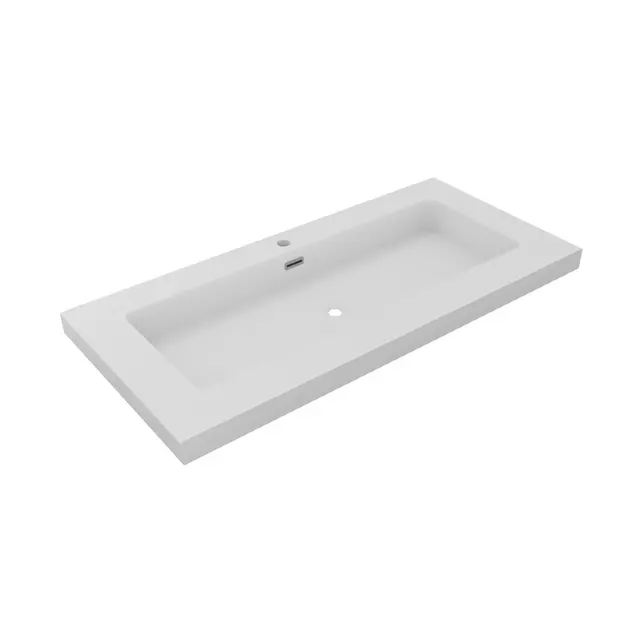 Wastafel Atlanta 100x46x5cm Mat Wit - Kraangat 0 -1 - 2 - Kunstmarmer