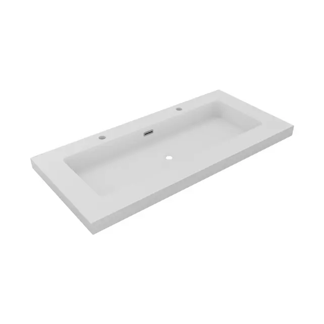 Wastafel Atlanta 100x46x5cm Mat Wit - Kraangat 0 -1 - 2 - Kunstmarmer