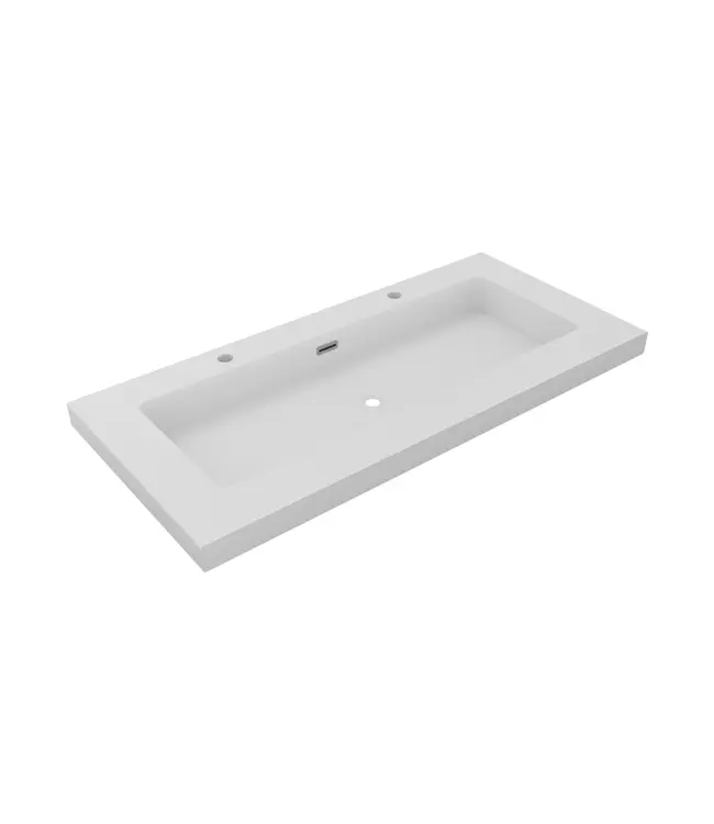 Wastafel Atlanta 100x46x5cm Mat Wit - Kraangat 0 -1 - 2 - Kunstmarmer