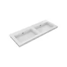 Wastafel Atlanta Dubbele wasbak 120x46x5cm Glans Wit - Kraangat 0 -2 - Kunstmarmer