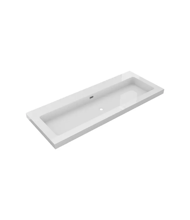 Wastafel Atlanta Enkele wasbak 120x46x5cm Glans Wit - Kraangat 0 - 1 of  2 - Kunstmarmer