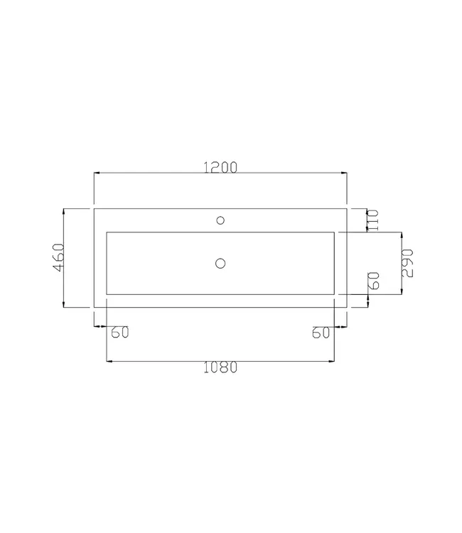 Wastafel Atlanta Enkele wasbak 120x46x5cm Mat Wit - Kraangat 0 - 1 of  2 - Kunstmarmer