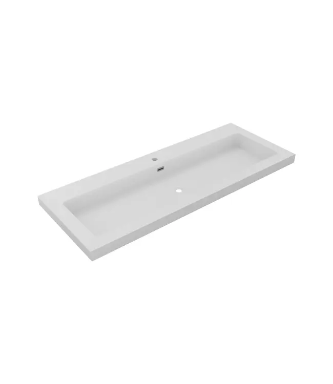 Wastafel Atlanta Enkele wasbak 120x46x5cm Mat Wit - Kraangat 0 - 1 of  2 - Kunstmarmer