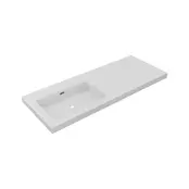 Wastafel Atlanta Enkele wasbak Links 120x46x5cm Mat Wit - zonder kraangat - Kunstmarmer